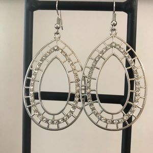 Silver and rhinestone earrings with backs